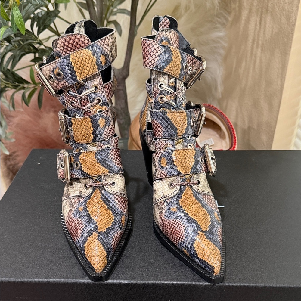 Jeffrey Campbell Multicolor Snakeskin Ankle Boots